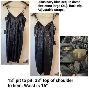 Lulus navy blue sequin dress. Size XL